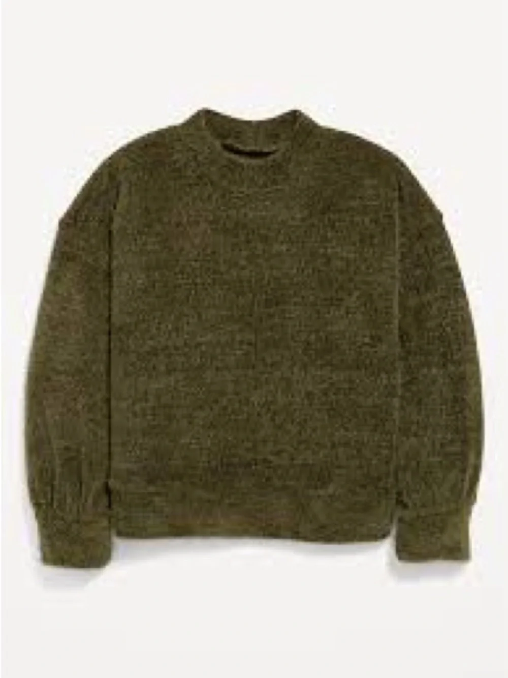New Old Navy Girls Cozy Mock-Neck Chenille Sweater Olive Green Large